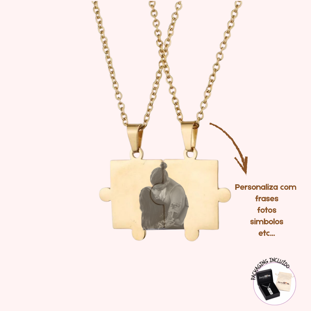 Conjunto Colar Puzzle Casal