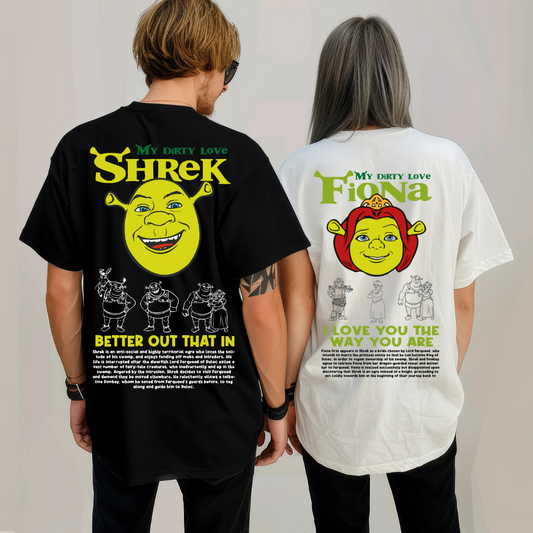 Conjunto 2 TSHIRT Casal sherk e fiona