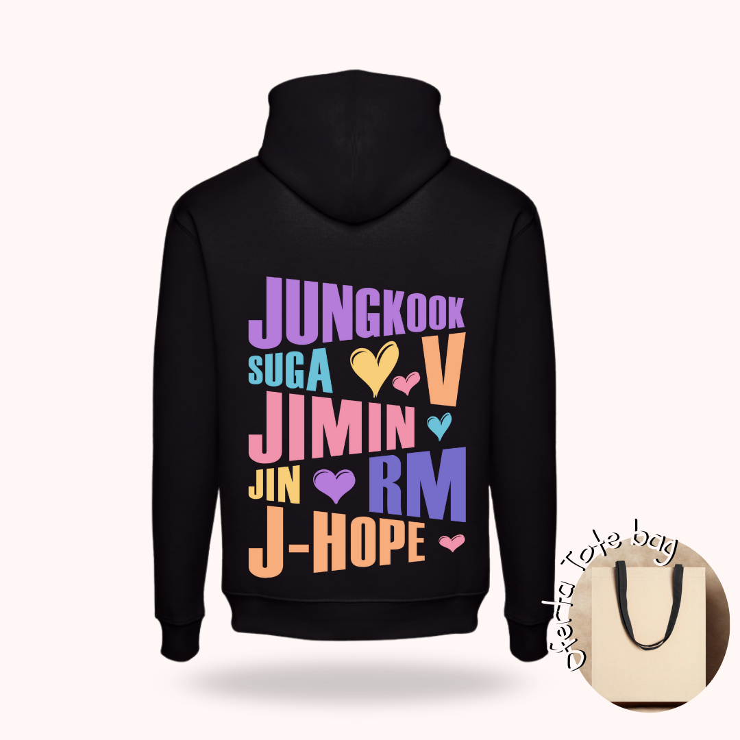 Hoodie BTS COMING com nomes