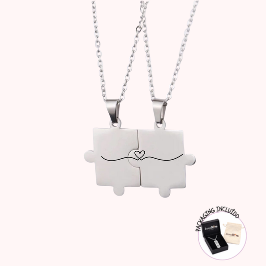 Conjunto Colar Puzzle Casal