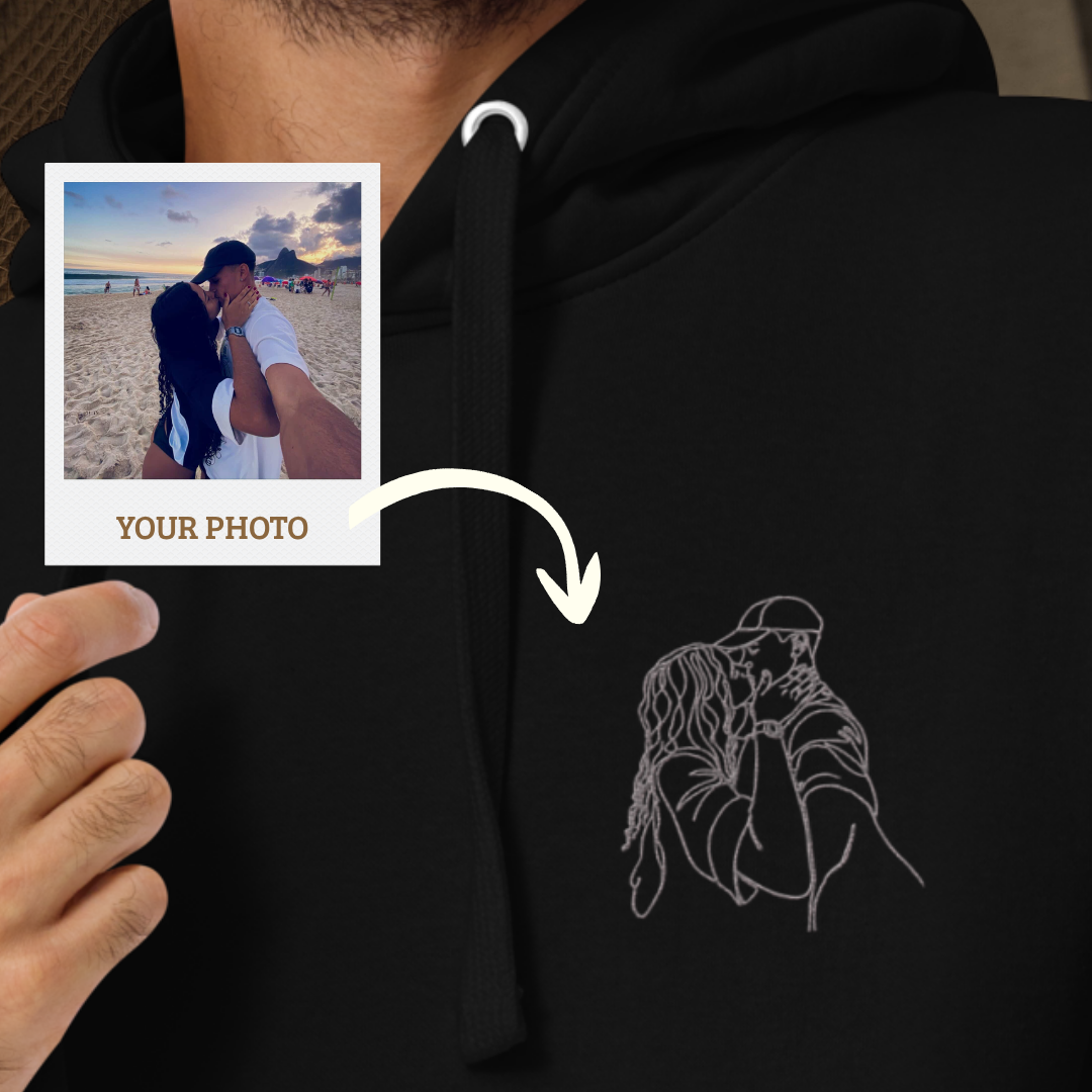 Hoodie c/ Retrato Line Art Personalizável